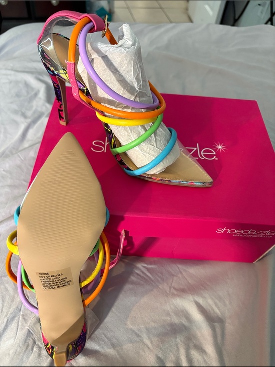 Shoe Dazzle Shoes - Shoe Dazzle Multicolor Strappy Stiletto Sandal - Women's